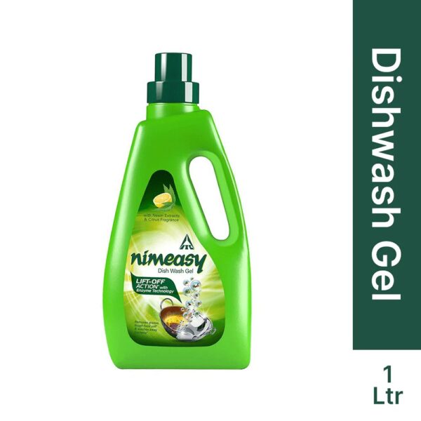 Nimeasy Dishwash Liquid Gel 1L, Kitchen Utensil Cleaner, Lift Off Action with Enzyme Technology