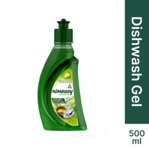 Nimeasy Dishwash Liquid Gel 500ml, Kitchen Utensil Cleaner, Lift Off Action with Enzyme Technology, Removes grease & oil, Washes away bacteria, with Neem extracts & Lemon Citrus fragrance