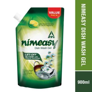 Nimeasy Dishwash Liquid Gel with Enzyme Technology, Neem Extracts and Citrus Fragrance, Lift Off action, 900 ml