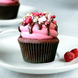 cheerful choco strawberry cupcake