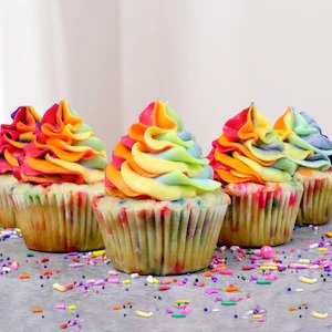 colorful rainbow cupcake